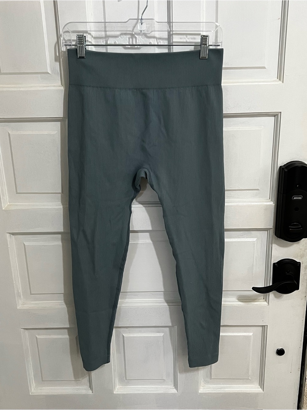 Amazon Women's Ribbed High-Waist Leggings in Slate Green